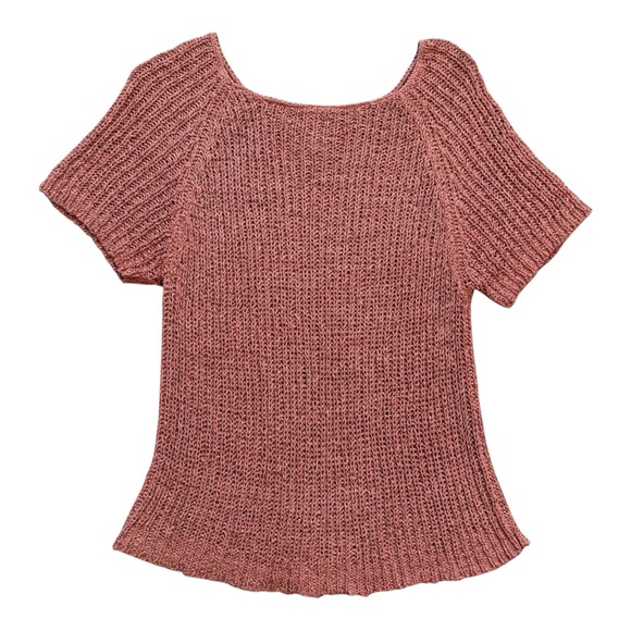 J. Jill Sweaters - J Jill Silk Blend Chunky Knit Dusty Rose Pink Short Sleeve Sweater Size Large